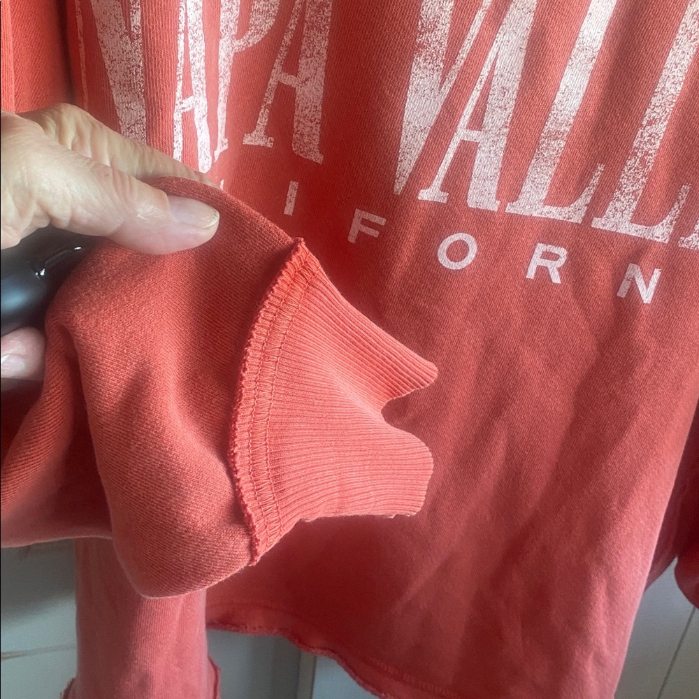 Free People NWT -WTF Venice Oversized NAPA Cotton Blend Vneck Graphic Sweatshirt - Picture 10 of 15